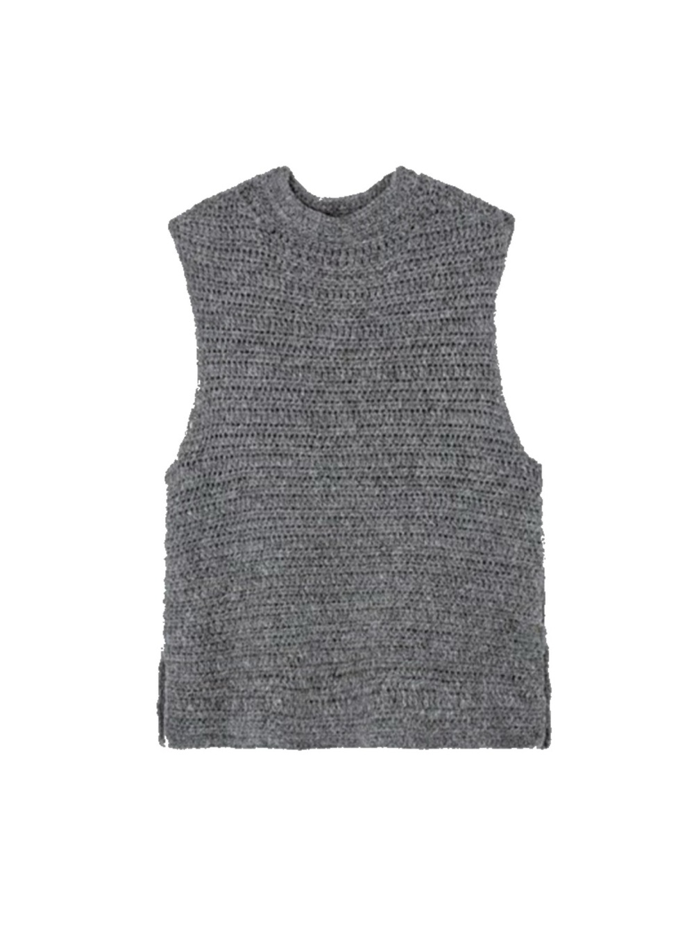 Eileen Fisher 100% Baby Alpaca Gray Sleeveless Knit Vest